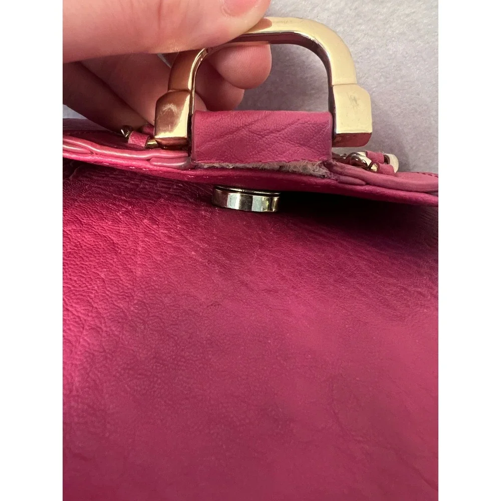 Charming Charlie Small Crossbody Bag Pink Faux Leather Chain Detail Y2K Style